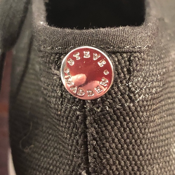 Steve Madden Emmi Canvas Lace Up Platform Sneakers 1.5" Heel Black Size 10 - Picture 8 of 11